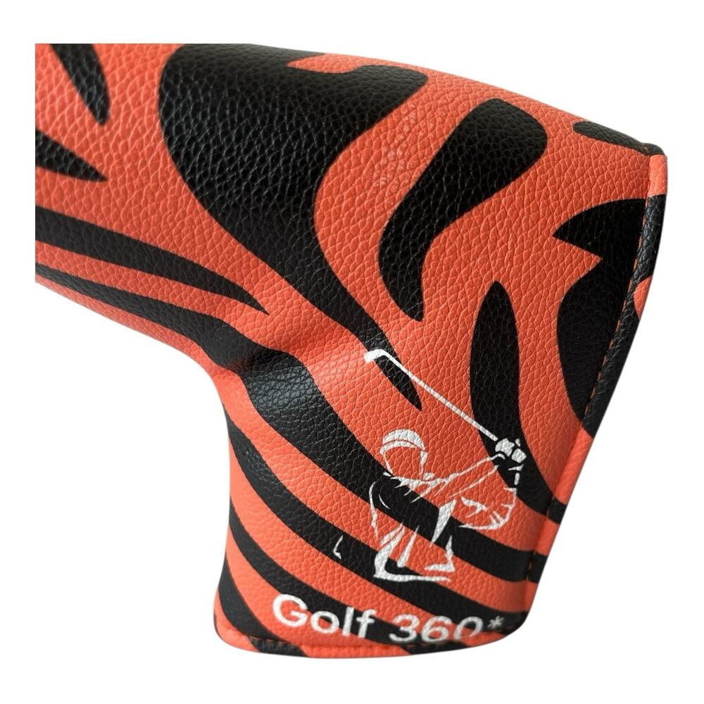 Golf 360 Degree Tiger Orange Black Blade Putter Headcover Head Cover Magnetic - Picture 2 of 9